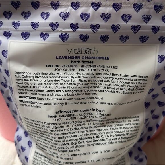 vitabath Lavender Chamomile with Lavender Essential Oil Bath Fizzies Pack of 9 - Picture 4 of 7